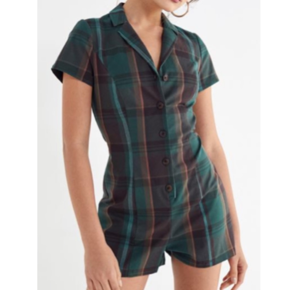 Urban Outfitters Sonata Plaid Romper NWOT